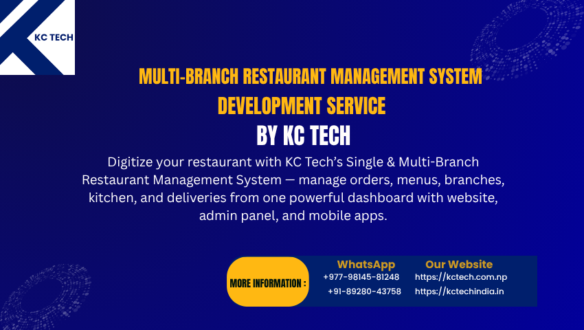 Multi-Branch Single Restaurant Management System With Website And App Development Service in Nepal